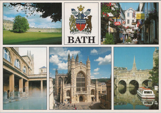 Somerset Postcard: Bath City Multi-View Royal Crescent Roman Baths Abbey XT2278