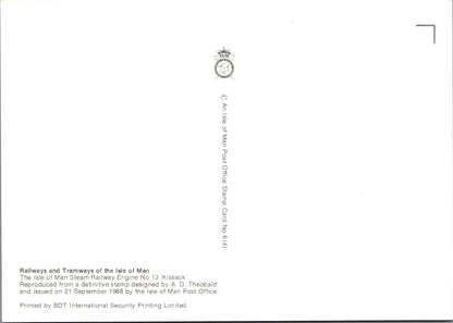 Isle of Man Postcard: Steam Railway Engine No. 13 'Kissack' Stamp Card   XT2281