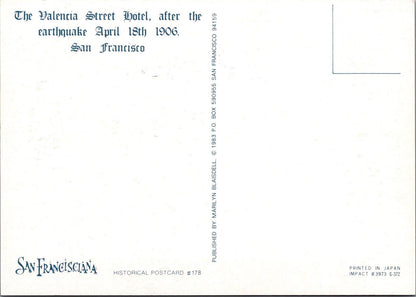 Valencia St Hotel San Francisco Earthquake 1906 Historical Postcard (Repro) XT2319