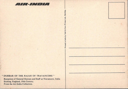 Durbar of the Rajah of Travancore Air-India Postcard General Outram  XT2321