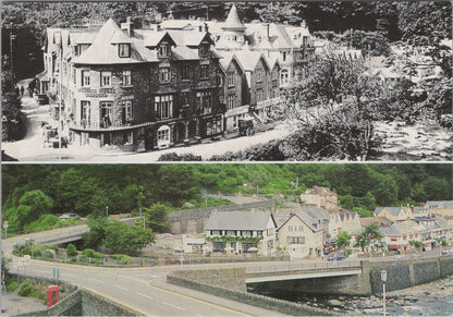 Devon Postcard Lynmouth Multi-View Circa 1900 vs Today Modern Photochrome XT2322