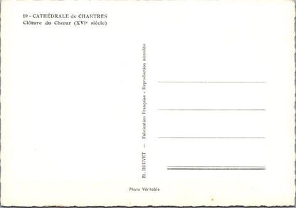 France Postcard Chartres Cathedral RP Choir Screen Clôture du Chœur XT2327