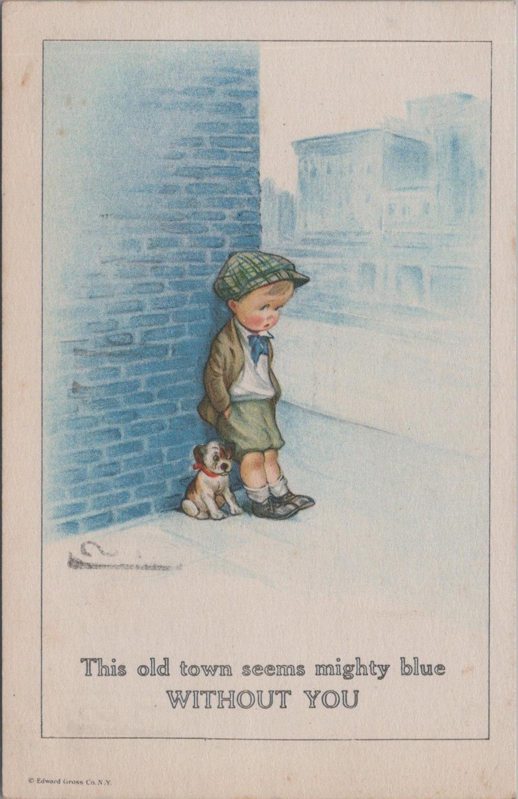 Comic Postcard - Sad Child & Puppy, Charles Twelvetrees Illustration XT457