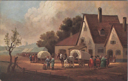 Art Postcard - Ye Days of Olde, Oil Painting Depicting a Roadside Inn XT485
