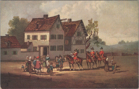 Art Postcard - Ye Days of Olde, Oil Painting Depicting a Roadside Inn  XT487