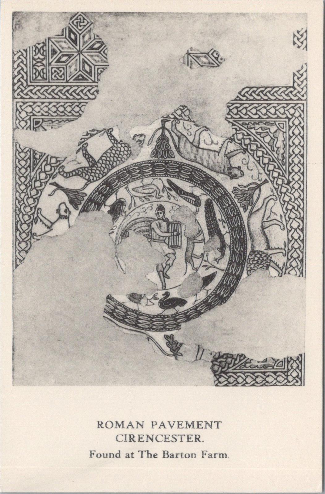History Postcard - Roman Pavement Found at The Barton Farm, Cirencester  XT502