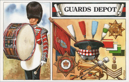 Military Postcard - Drummers of The Foot Guards, Guards Depot   XT511