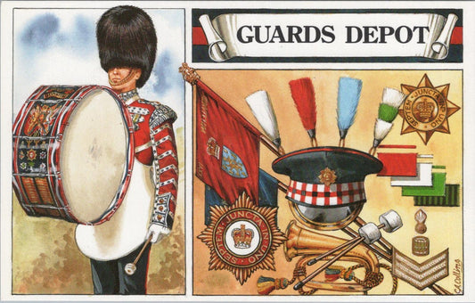Military Postcard - Drummers of The Foot Guards, Guards Depot   XT511