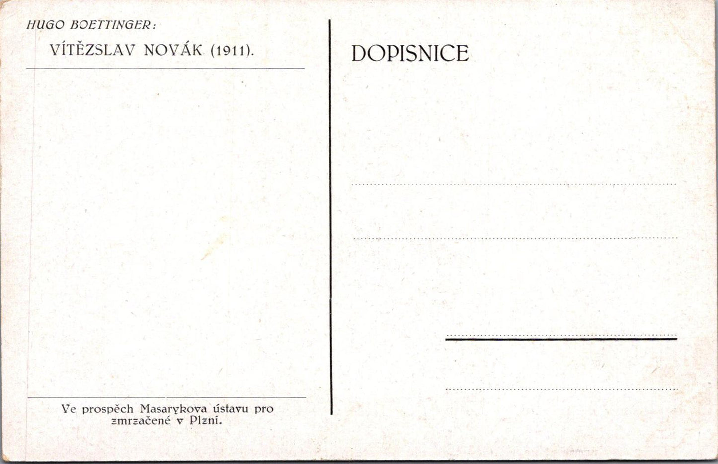 Music Postcard - Czech composer Vítězslav Novák, Artist Hugo Boettinger  XT556