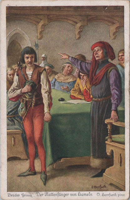 Artist Postcard - The Pied Piper of Hamelin, Artist Oskar Herrfurth  XT564