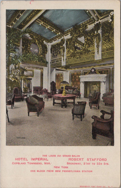 America Postcard - Louis XVI Grand Salon, Hotel Imperial, New York City  XT571
