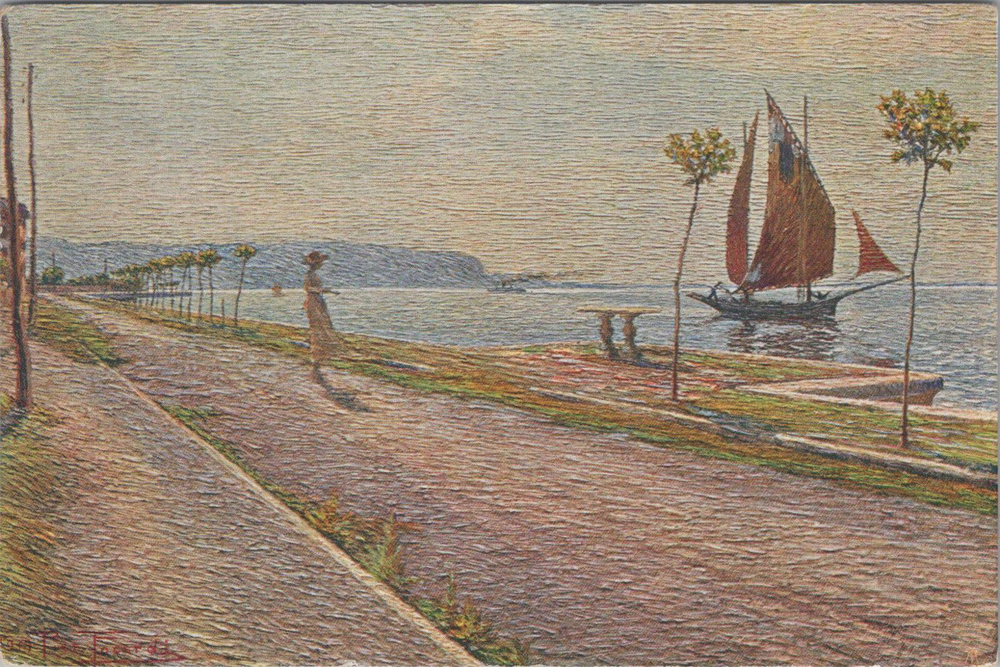 Artist Postcard - Morning on the Lakeside of Maderno, Artist Piero Focardi   XT583