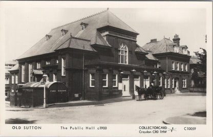 Surrey Postcard: Old Sutton Public Hall Hill Road Horse Carriage  XT3082