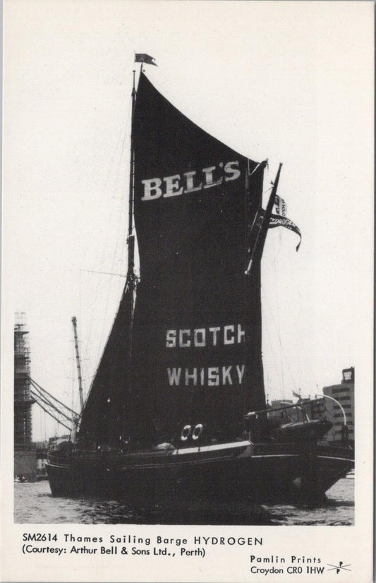 London Postcard: Thames Sailing Barge Hydrogen Bells Scotch Whisky XT3083