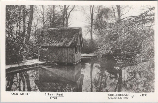 Surrey Postcard: Old Shere Silent Pool Thatched Boathouse Spring Pond XT3089