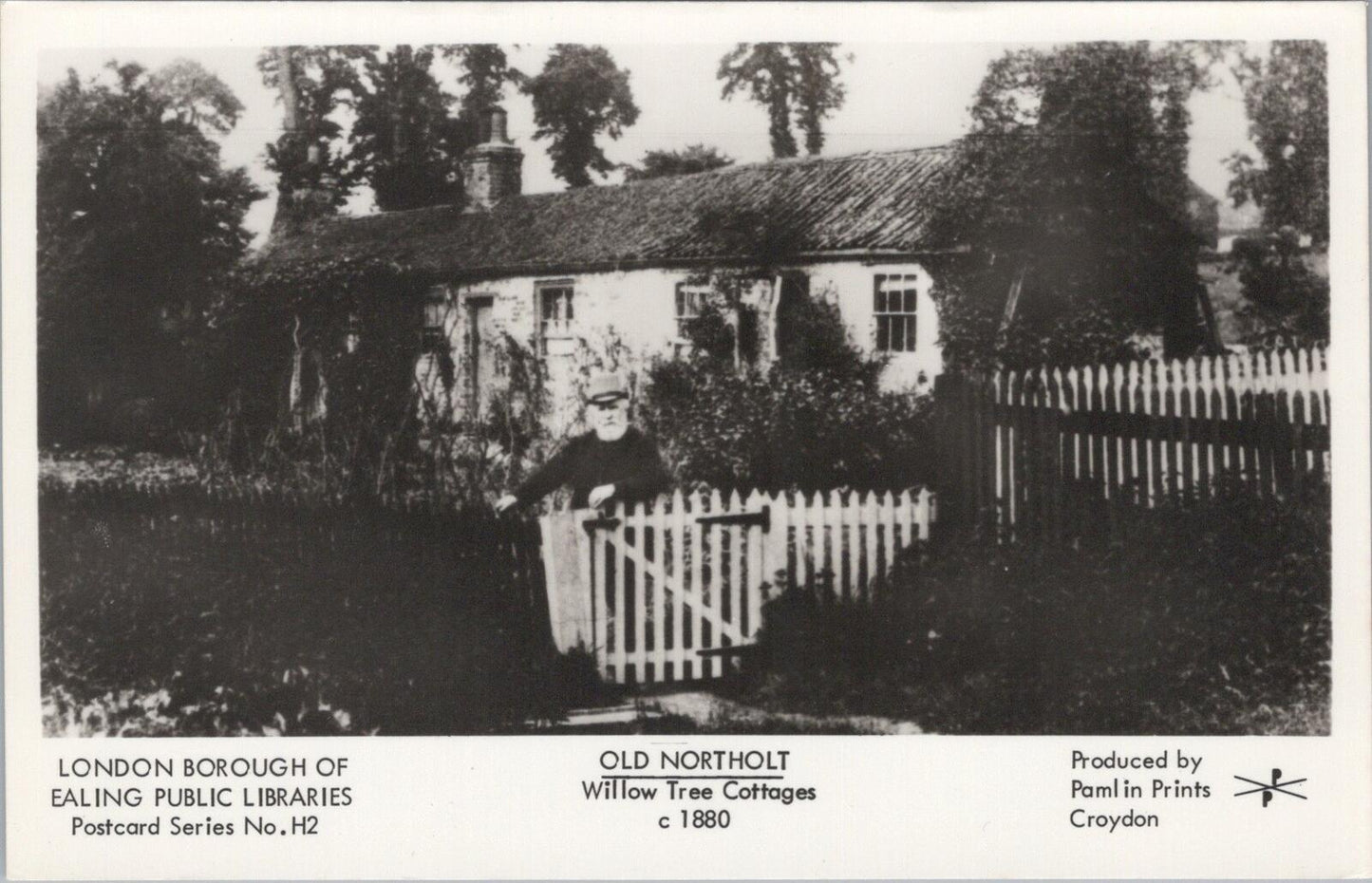 Middlesex Postcard: Old Northolt Willow Tree Cottages Picket Gate  XT3090