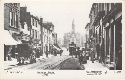 Bedfordshire Postcard: Luton George Street Old Town Hall Tram Cart c1911 XT3092