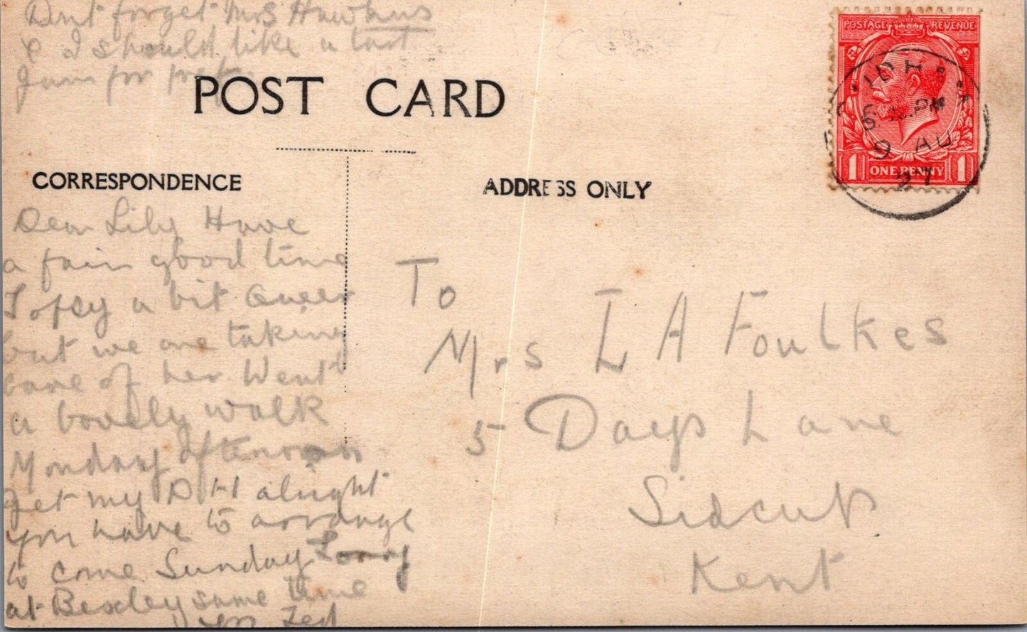 Kent Postcard: Cudham Valley Near Biggin Hill Sheep Field Crops 1927  XT3131