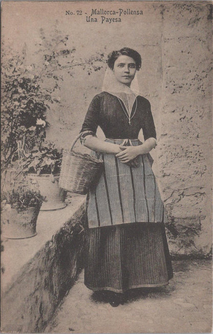 Spain Postcard: Mallorca Pollensa Una Payesa Traditional Dress 1910s XT3132