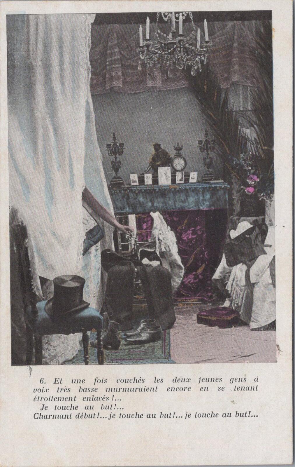 France Postcard: La Chambre Nuptiale Bed Dresser Mirror Boudoir 1900s XT3164