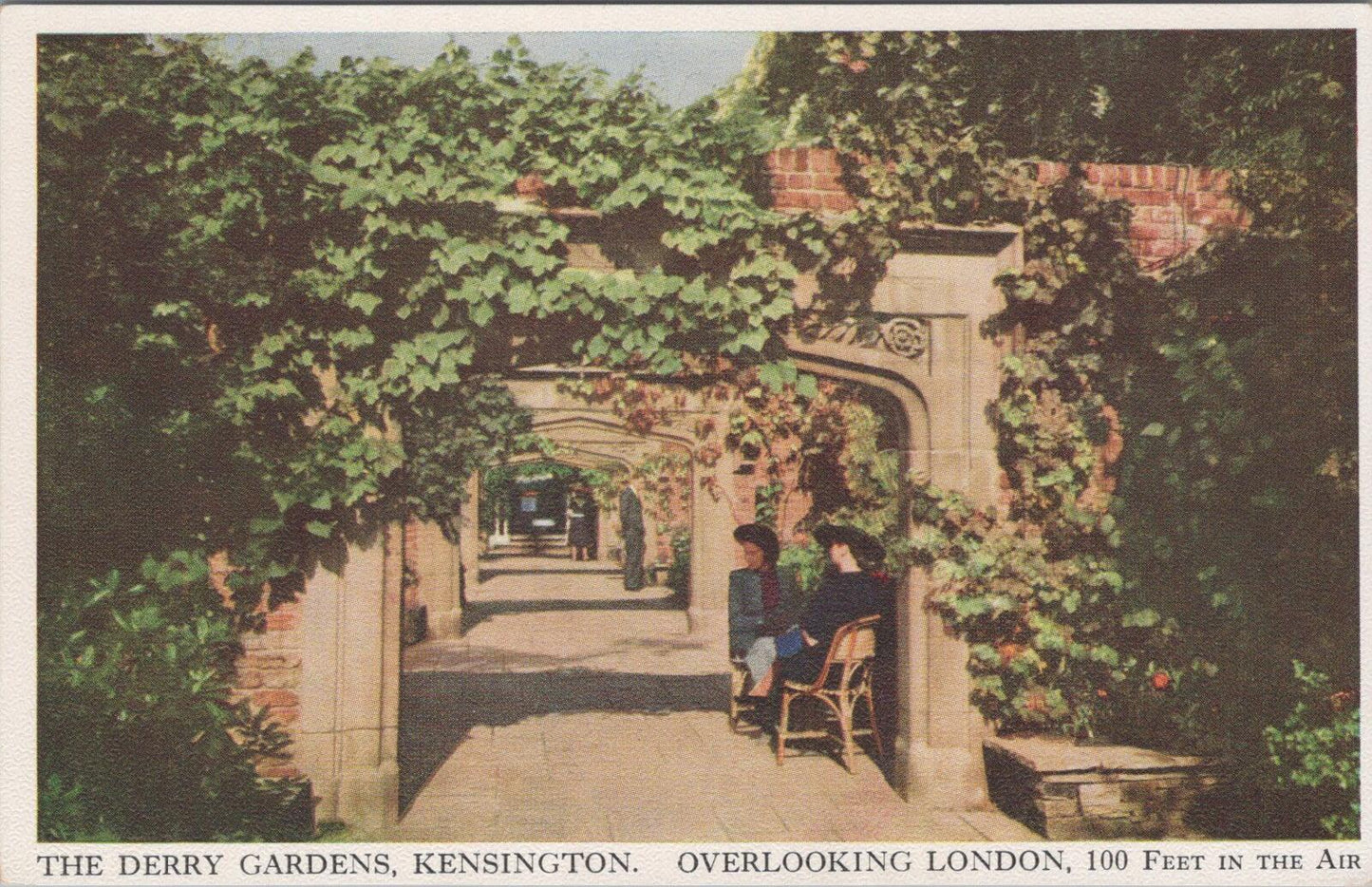 London Postcard: Derry Gardens Kensington Tudor Archways 1940s Chrome XT3185