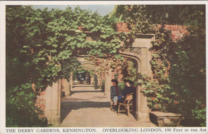 London Postcard: Derry Gardens Kensington Tudor Archways 1940s Chrome XT3185
