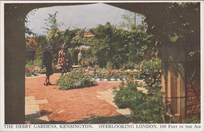London Postcard: Derry Gardens Kensington Tudor Brick Walled Courtyard XT3189