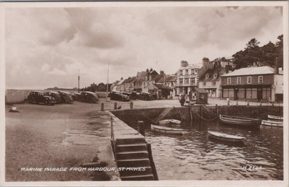 Cornwall Postcard: Marine Parade From Harbour St Mawes RPPC XT3194