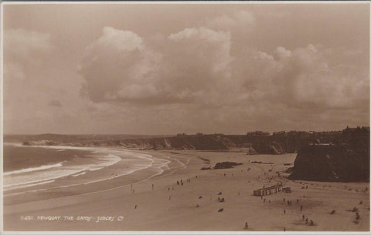 Cornwall Postcard: Newquay The Sands Beach Coastal Views Real Photo 1930s XT3195