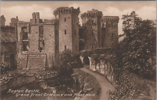 Wales Postcard - Grand Front Entrance, Raglan Castle, Monmouthshire  XT1001