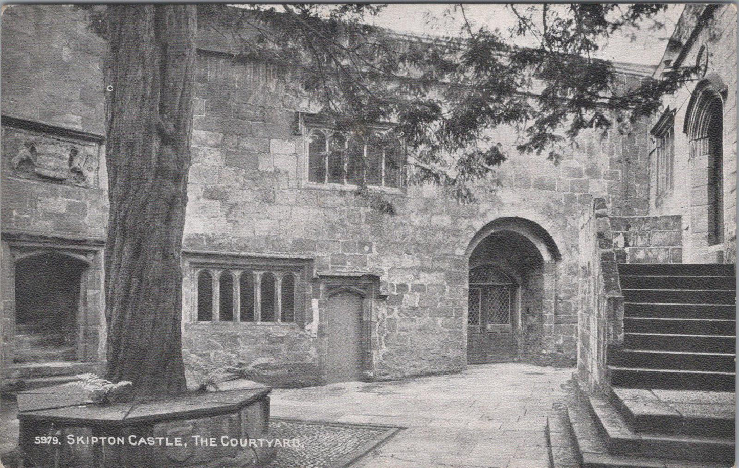 Yorkshire Postcard - Skipton Castle, The Courtyard & Yew Tree XT1006