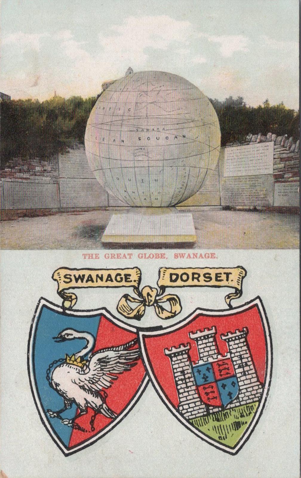 Dorset Postcard: The Great Globe, Swanage, Heraldry, Heraldic XT1026