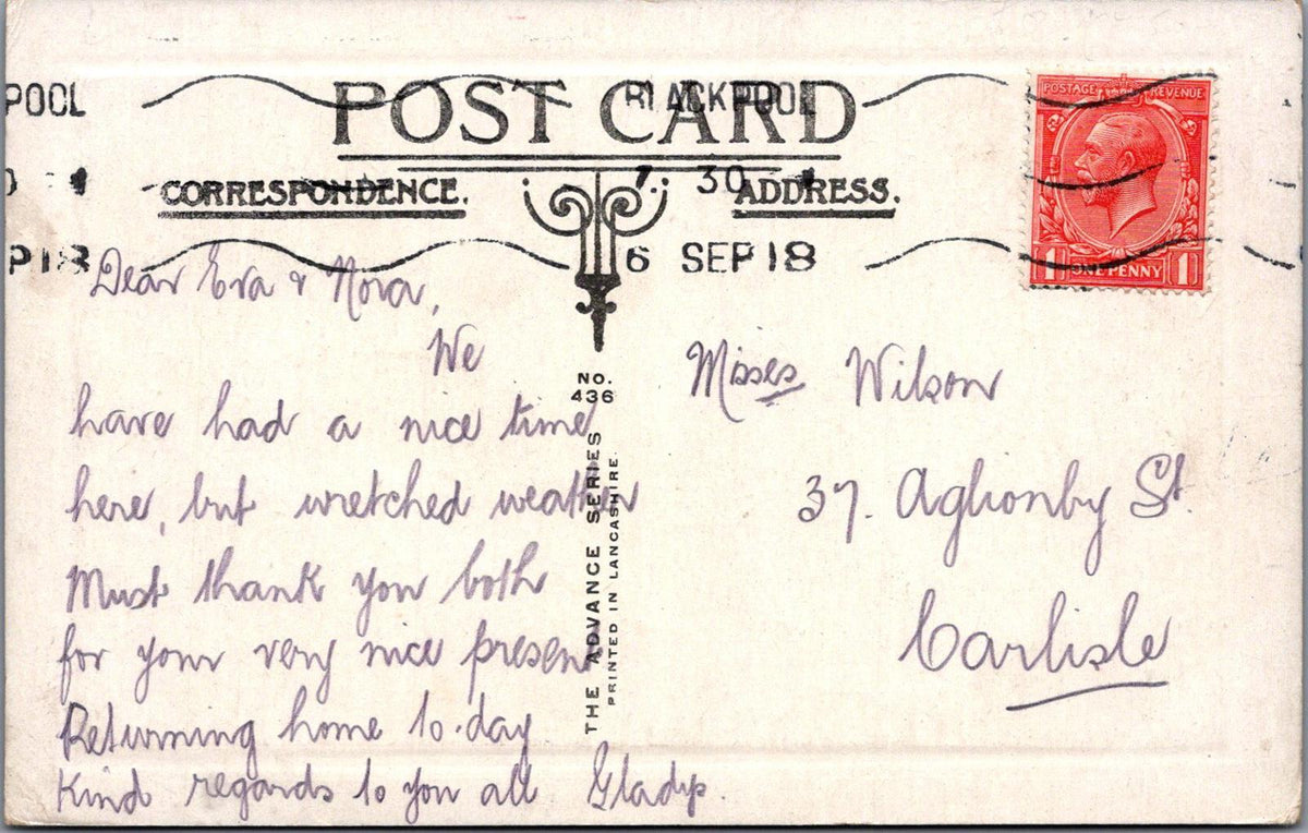 Lancashire Postcard: The Beach, Cleveleys, Fylde Coast, 1918  XT1039