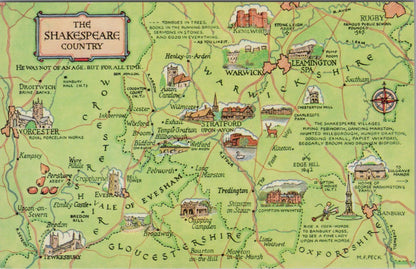 Maps Postcard: Map Showing Shakespeare Country, Warwickshire   XT1070