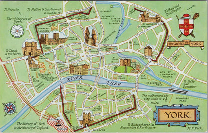 Maps Postcard - Map Showing The City of York , Yorkshire   XT1071