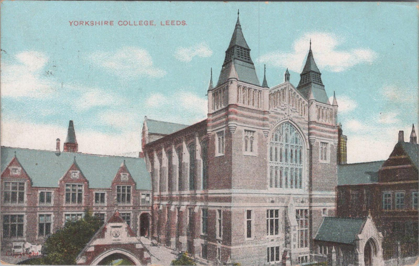 Yorkshire postcard: Yorkshire College Leeds Great Hall, Early 1900s XT1464