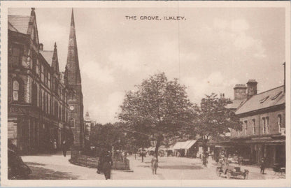 Yorkshire postcard: The Grove Ilkley With Church Spire, 1910s-1920s XT1465