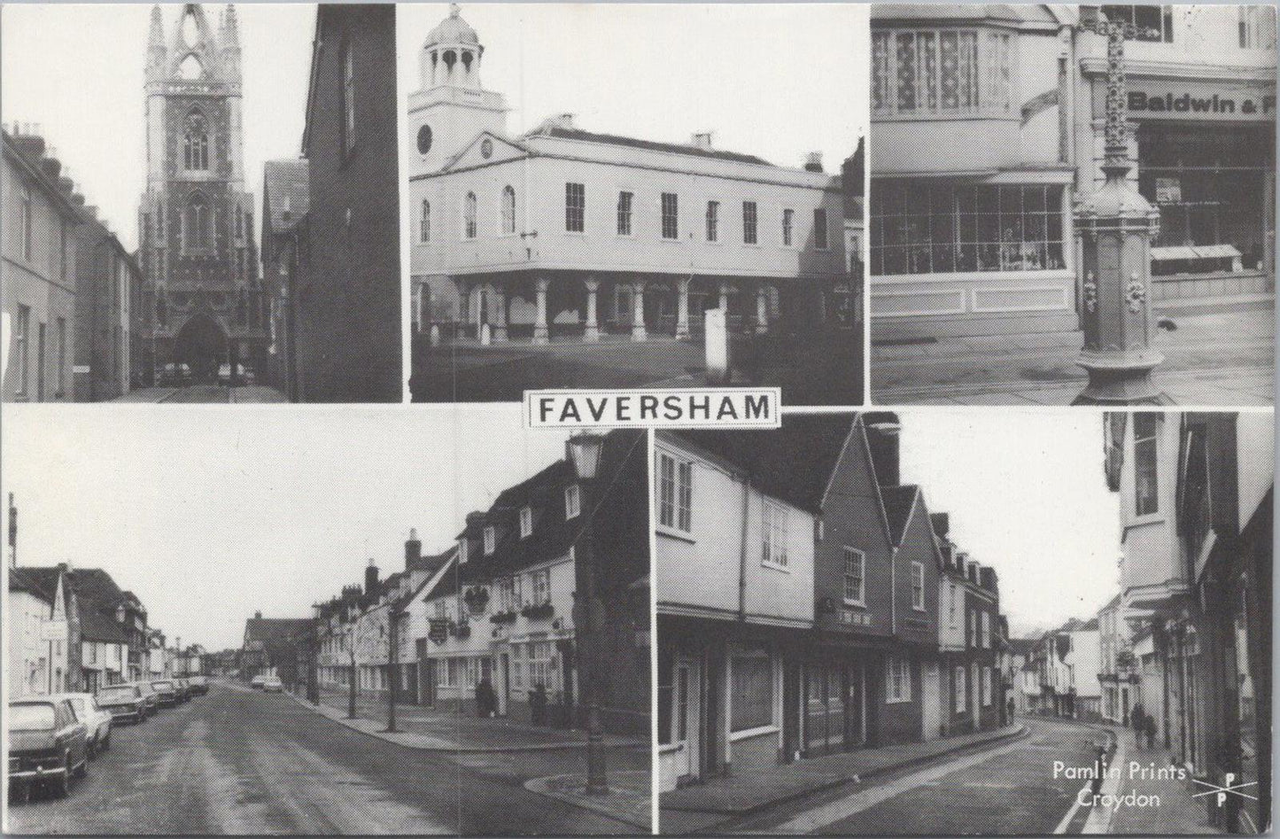 Kent Postcard: Faversham Multi-View Church Guildhall & Street Scenes, 1970s XT1478