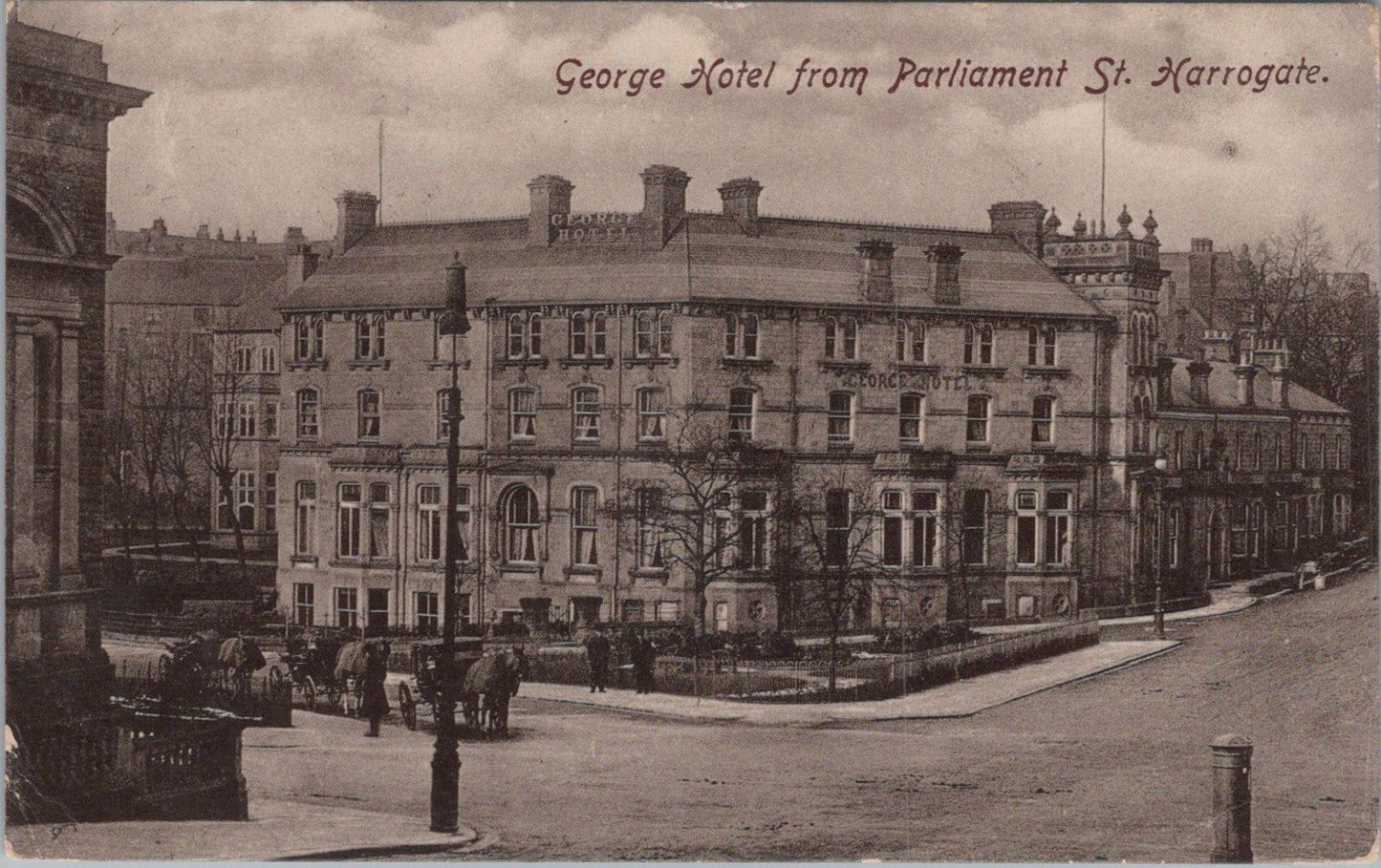 Yorkshire Postcard:George Hotel From Parliament St. Harrogate Early 1900s XT1488