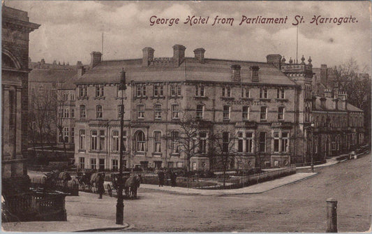 Yorkshire Postcard:George Hotel From Parliament St. Harrogate Early 1900s XT1488