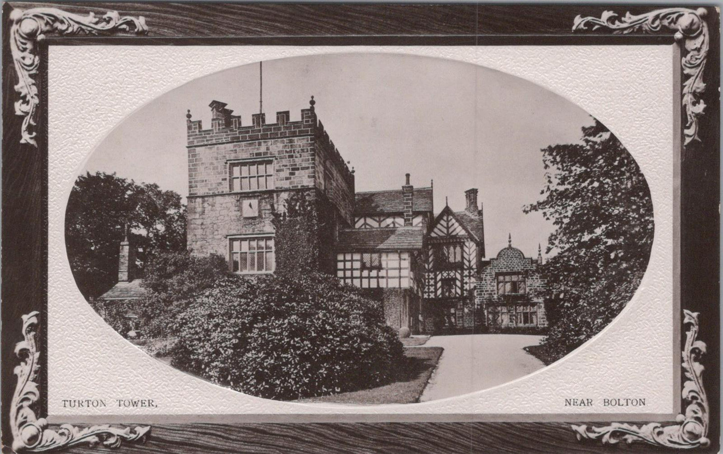 Lancashire Postcard: Turton Tower Near Bolton, Oval View, Early 1900s XT1509