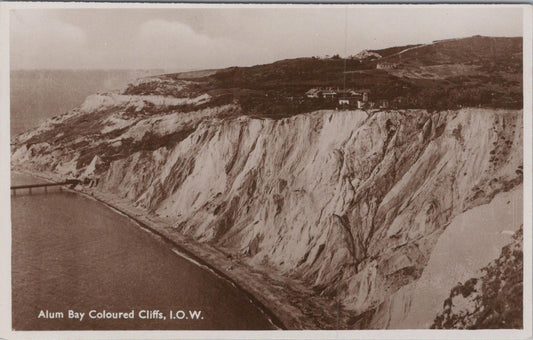 Isle of Wight Postcard: Alum Bay Coloured Cliffs Pier Early 1900s XT1512