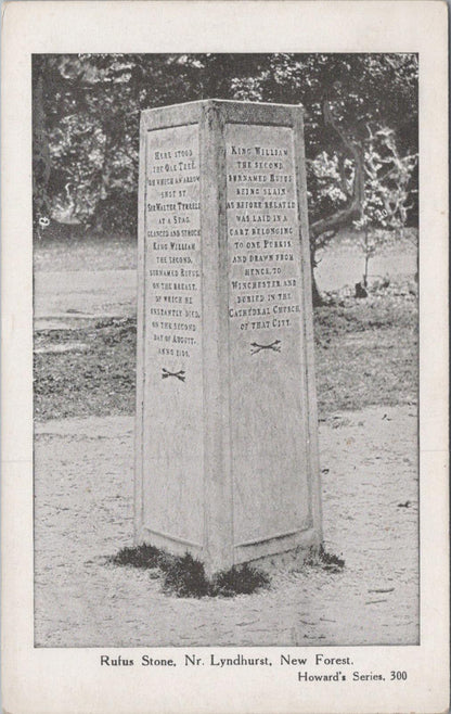 Hampshire Postcard: Rufus Stone Nr. Lyndhurst New Forest 1920s XT1519