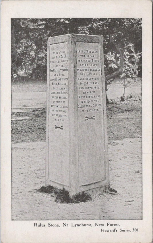 Hampshire Postcard: Rufus Stone Nr. Lyndhurst New Forest 1920s XT1519