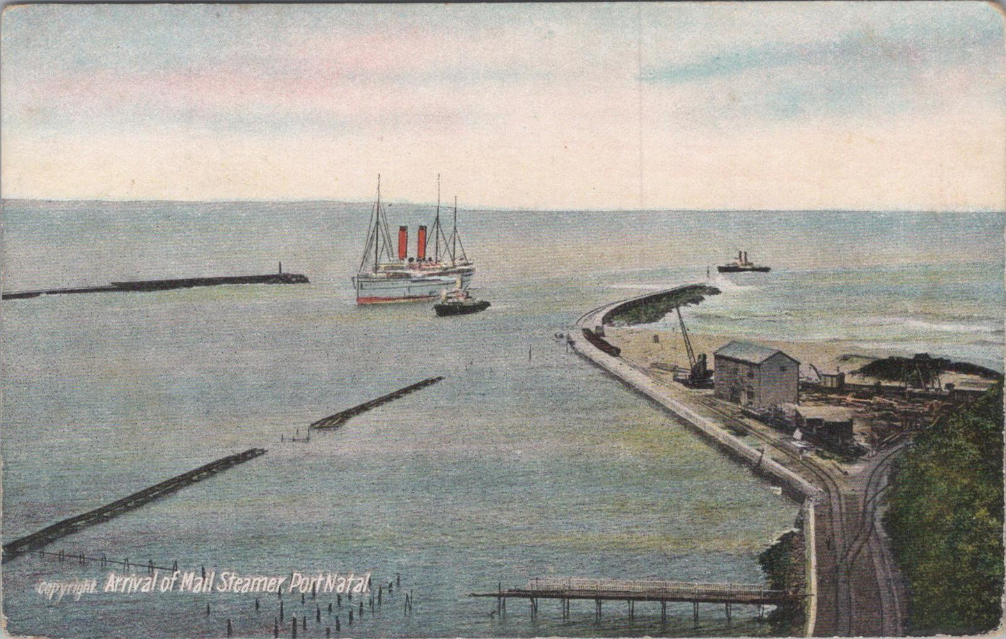 South Africa Postcard: Arrival Of Mail Steamer Port Natal Harbour   XT1521