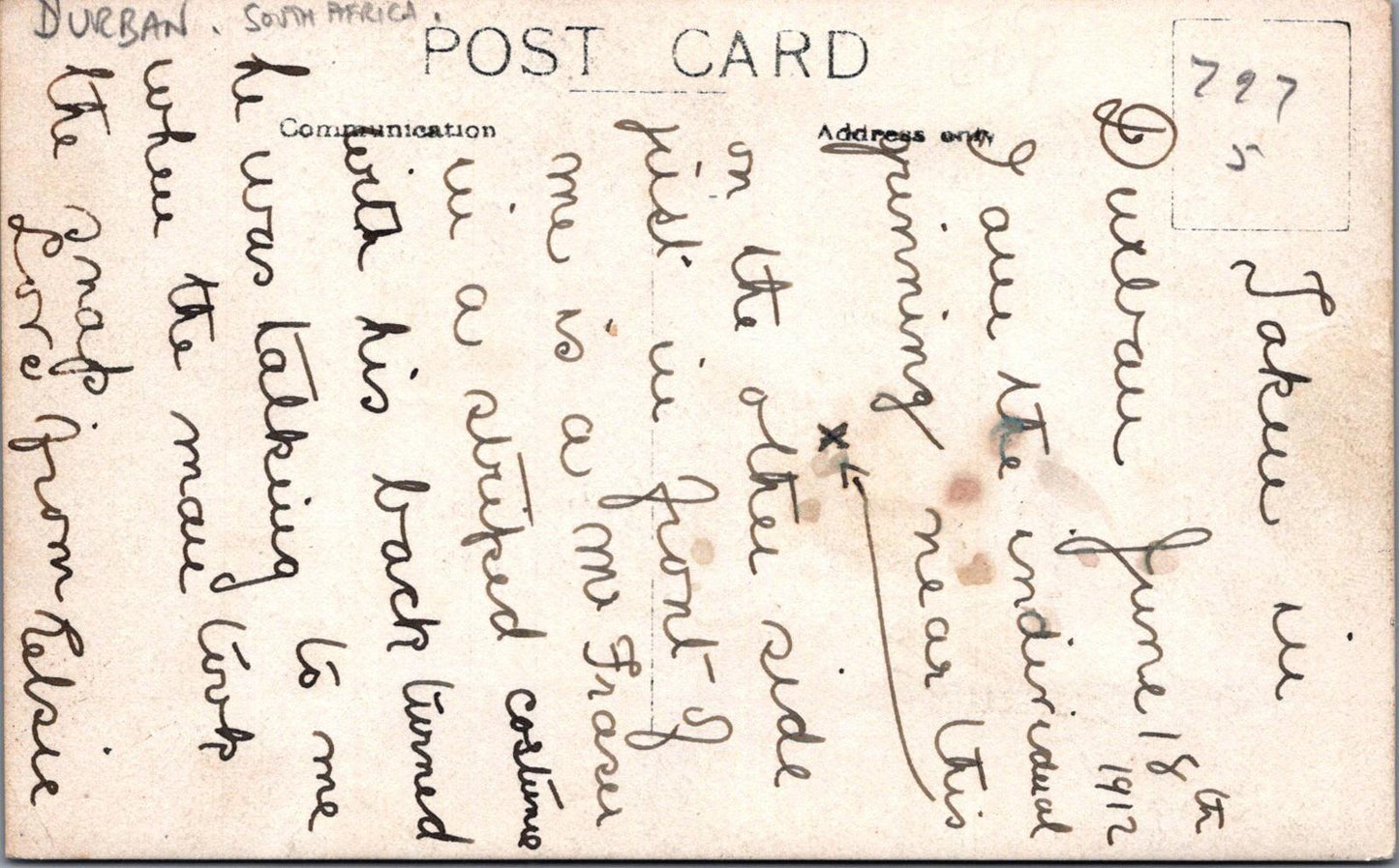 South Africa Postcard -Durban Beach in 1912. Swimming Costumes, Bathing XT1522