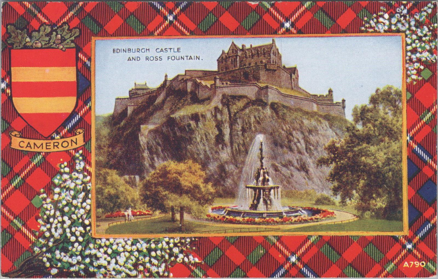 Scotland Postcard - Edinburgh Castle and Ross Fountain, Midlothian XT1544