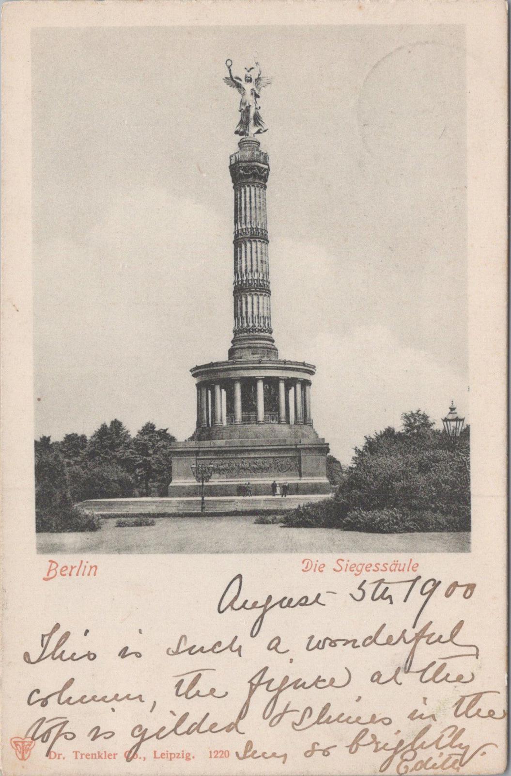 Germany Postcard: Berlin, Die Siegessäule, Victory Column, 1900 -  XT1549