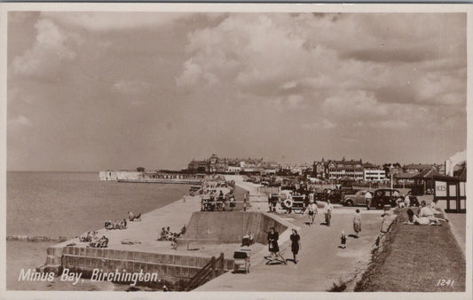 Kent Postcard: Birchington Minus Minnis Bay Promenade Cars 1950s RPPC XT2953