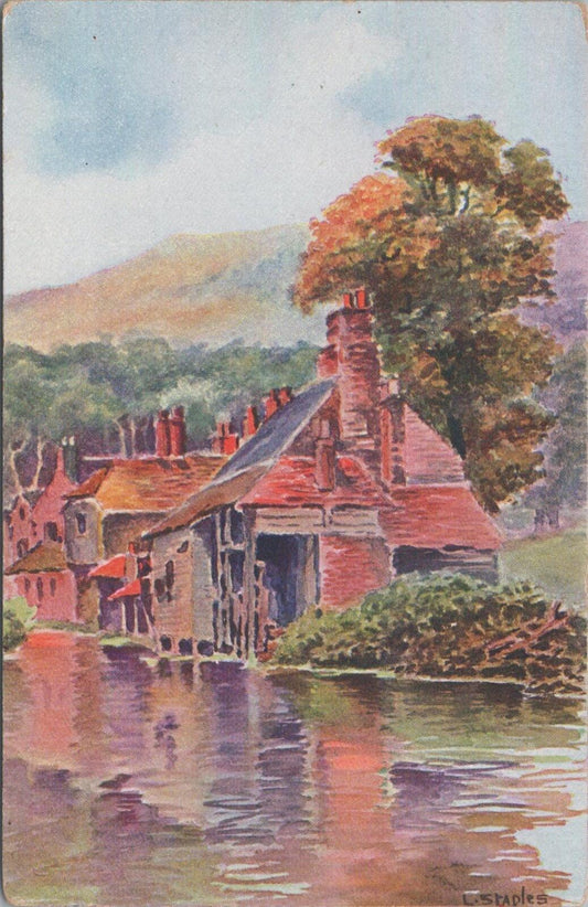 Surrey Postcard: Shere Village Silent Pool Mill Pond Artist L Staples  XT2959